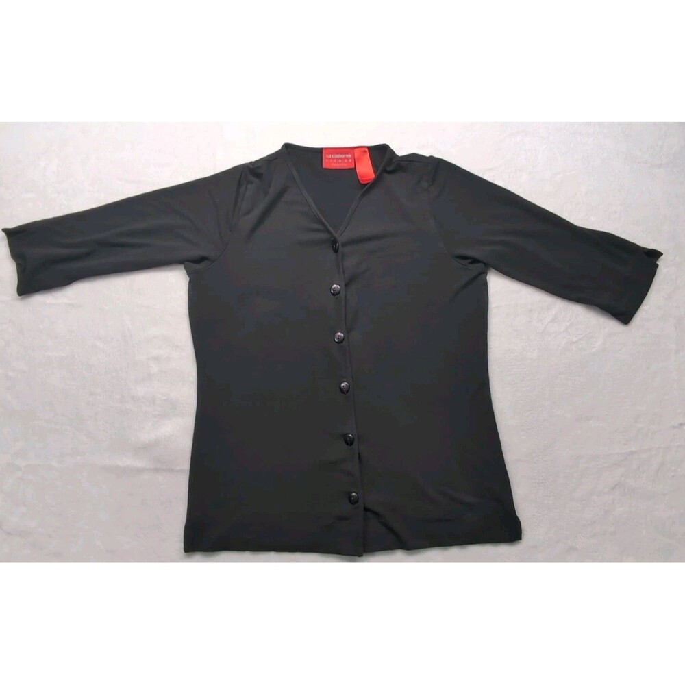 Women’s Liz Claiborne Black Button Up Shirt Blouse PS Petite Small